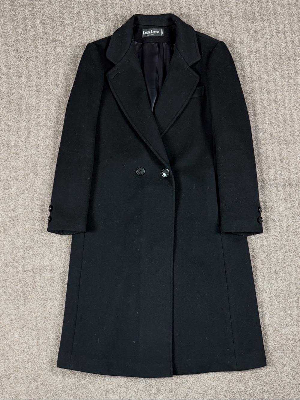 Vintage Larry Levine Black Long Overcoat Women’s Medium Winter Coat Union Made